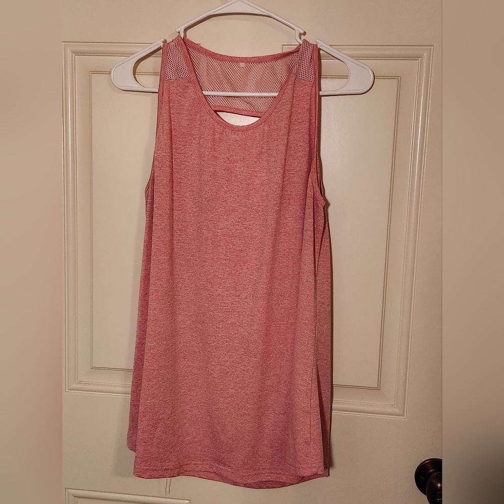 Womens Large Pink Open Back Workout Top